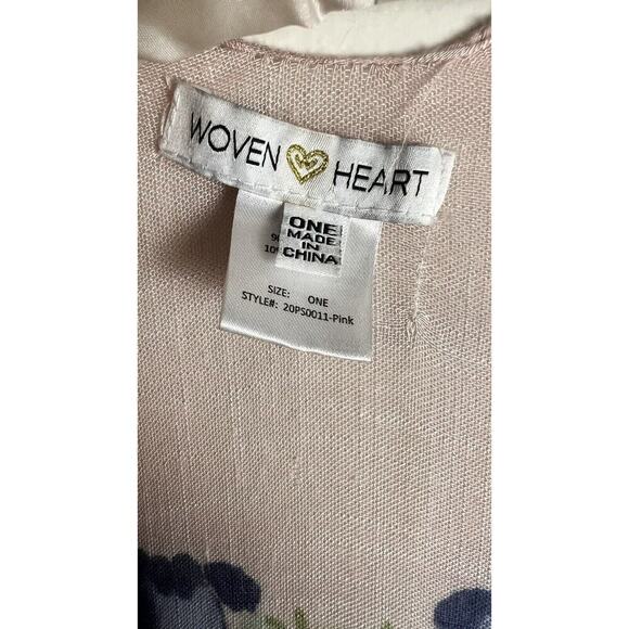 Woven Heart Boho Pink Floral Multicolor Wrap Duster Kimono Cover Up One Size - Picture 7 of 8